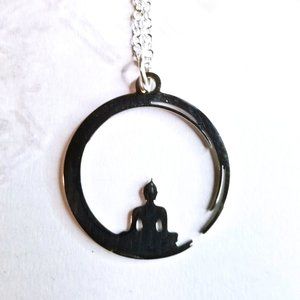 Buddhist Zen Circle Meditation Silver 925 Necklace